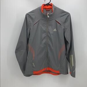 Adidas clima 365 windbreaker gray orange running walking performance sz M